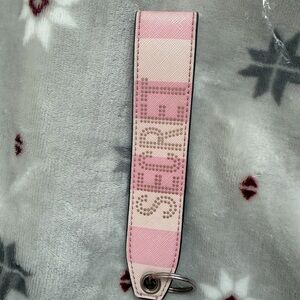 Victoria’s Secret Pink & Blush Striped Logo Key Strap